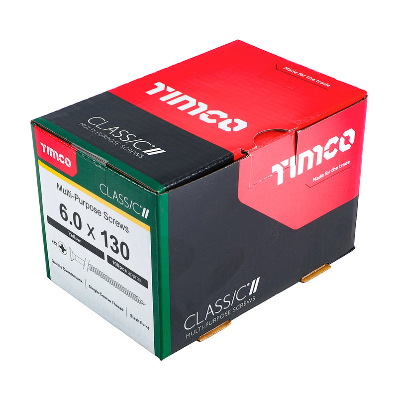 TIMco Classic Multi-Purpose Countersunk Gold Woodscrews - 6.0 x 130 - 100 Pieces