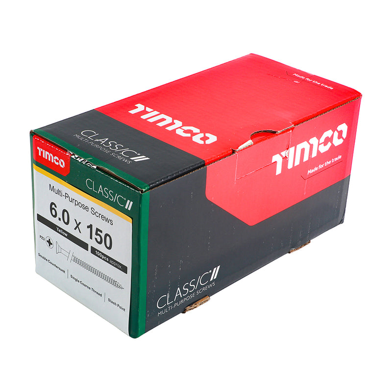 TIMco Classic Multi-Purpose Countersunk Gold Woodscrews - 6.0 x 150 - 100 Pieces