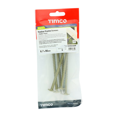 TIMco Wafer Head Exterior Green Timber Screws  - 6.7 x 95 - 6 Pieces