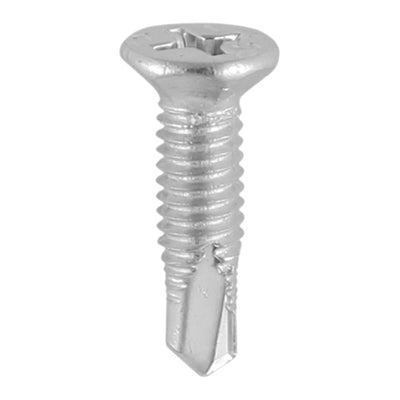 TIMco Window Fabrication Screws Countersunk Facet PH Metric Thread Self-Drilling Point Martensitic Stainless Steel & Silver Organic - M4 x 16 - 1000 Pieces