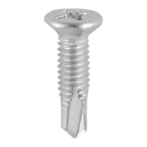 TIMco Window Fabrication Screws Countersunk Facet PH Metric Thread Self-Drilling Point Martensitic Stainless Steel & Silver Organic - M4 x 16 - 1000 Pieces