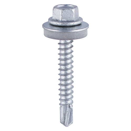 TIMco Self-Drilling Heavy Section Silver Screws with EPDM Washer - 5.5 x 100 - 100 Pieces