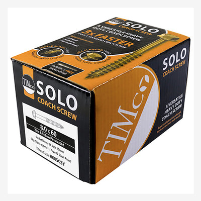 TIMco Solo Advanced Hex Head Gold Coach Woodscrews - 8.0 x 60 - 50 Pieces