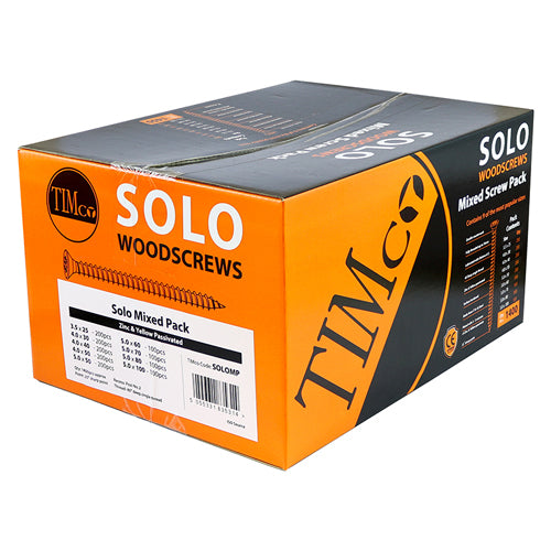 TIMco Solo Countersunk Gold Woodscrews Mixed Box - 1,400 Mixed Screws