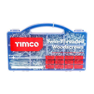 TIMco Twin-Threaded Silver Woodscrews Tray -  1,140pcs - 1 Each