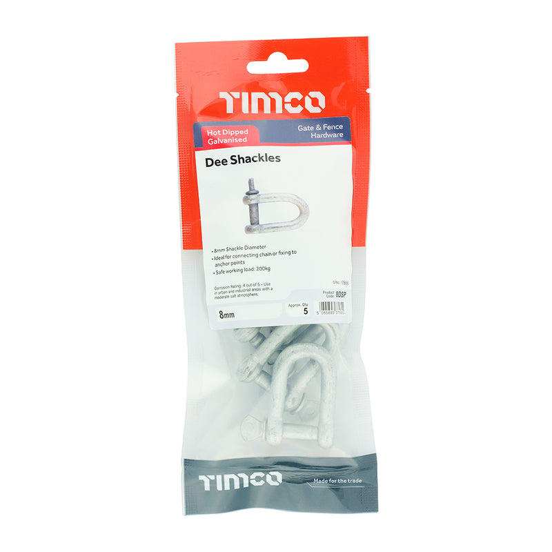 TIMCO Dee Shackles Hot Dipped Galvanised - 6mm