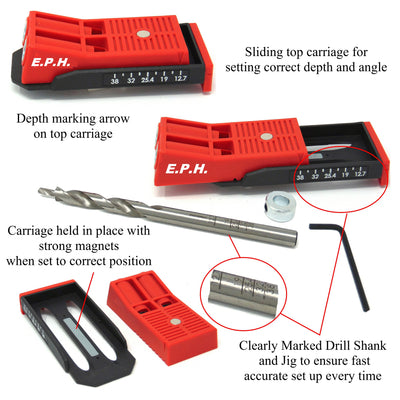 Kit de gabarit pour trous de poche doubles avec tournevis et foret - ETPHJBPSTD