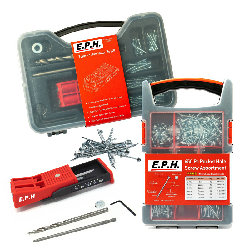 Kit de démarrage ultime pour gabarit de perçage de poche - gabarit avec boîte de 650 vis