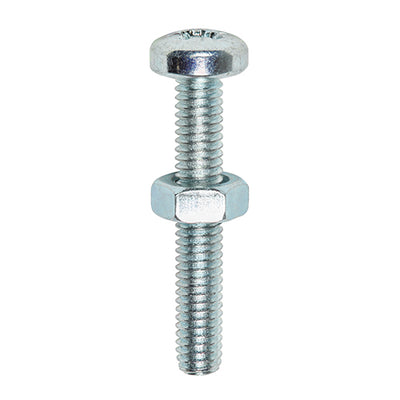 TIMco Machine Pan Head Screws & Hex Nut Silver - M4 x 20 - 32 Pieces