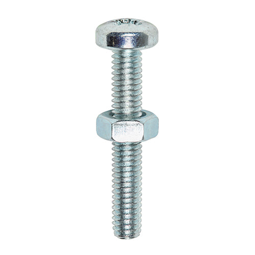 TIMco Machine Pan Head Screws & Hex Nut Silver - M4 x 20 - 32 Pieces
