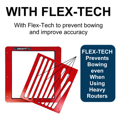 SCRIBE-MASTER Drainer Groove Plus Jig with Flex-Tech – Multi-Insert Draining Groove Jig for Solid Timber & Compact Laminate Worktops – CNC-Machined HPL – Includes Straight & Fan Insert Plate