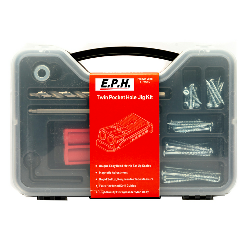 Kit de gabarit pour trous de poche doubles - Mallette de transport avec vis pour trous de poche mixtes - ETPHJCC