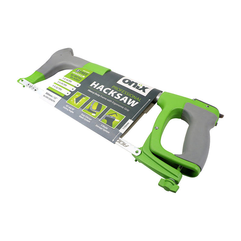 12" Professional Hacksaw with 5 Bi-Met6al blades (1 x 18T, 3 x 24T and 1 x 32T )