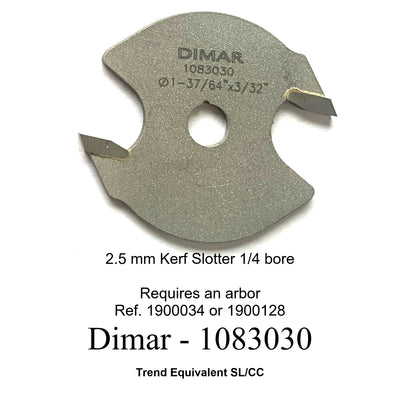Groover router cutter blade 40mm diameter x 2.5mm kerf with 1/4 bore