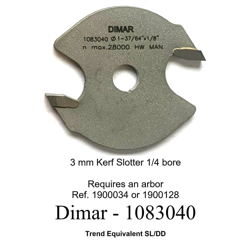 Groover router cutter blade 40mm diameter x 3mm kerf with 1/4 bore