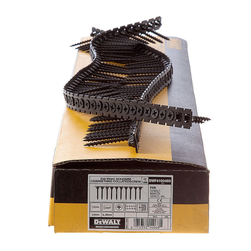 Dewalt Coarse Thread Collated Drywall screws 45mm x 3.5 -DW4100450