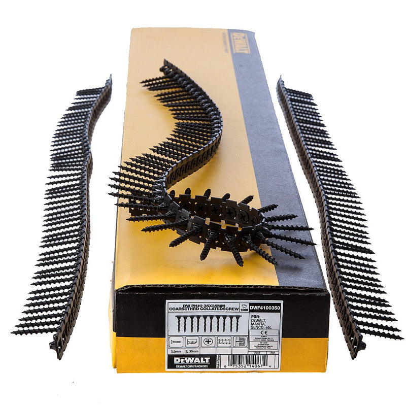Dewalt Coarse Thread Collated Drywall screws 35mm x 3.5 -DW4100350