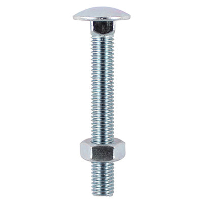 TIMco Carriage Bolts DIN603 & Hex Full Nuts DIN934 Silver - M8 x 75 - 50 Pieces