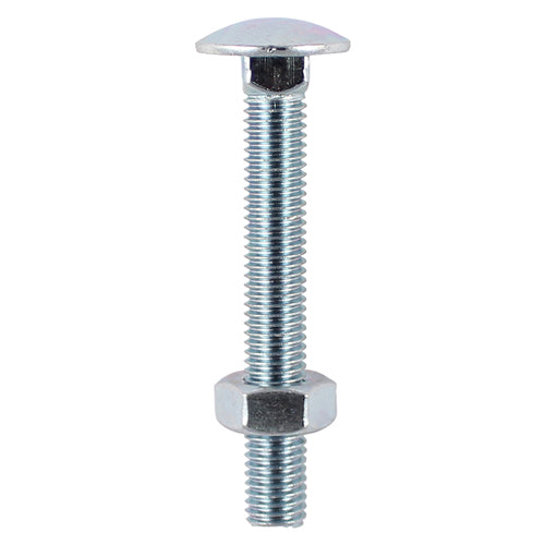 TIMco Carriage Bolts DIN603 & Hex Full Nuts DIN934 Silver - M8 x 75 - 50 Pieces