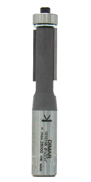 Bearing Guided Trimming Cutter - 12.7mm Diameter x 25.4mm Depth of Cut - 1/2" Shank