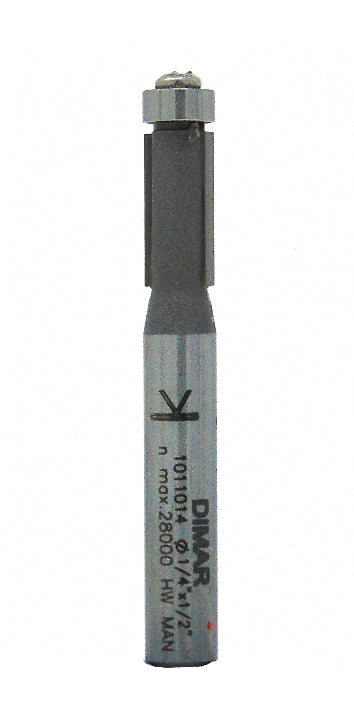 Bearing Guided Mini Trimming Cutter - 6.35mm Diameter x 12.7mm Depth of Cut - 1/4" Shank
