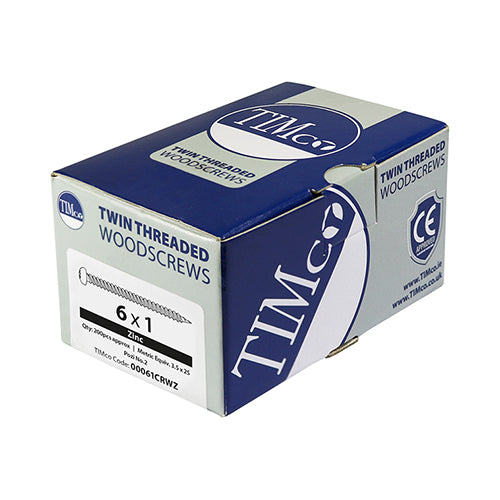 TIMco Twin-Threaded Round Head Silver Woodscrews - 10 x 11/4 - 200 Pieces