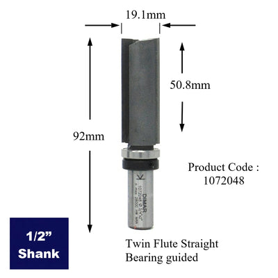 Bearing Guided Profile Cutter - 19mm x 50mm 1/2" Shank