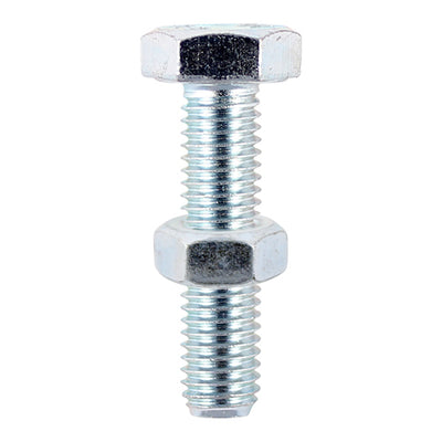 TIMco Set Screws DIN933 Grade 8.8 & Hex Nut DIN934 Silver - M10 x 80 - 2 Pieces