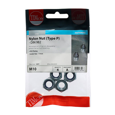TIMco Nylon Insert Nuts Type P DIN982 Silver - M10