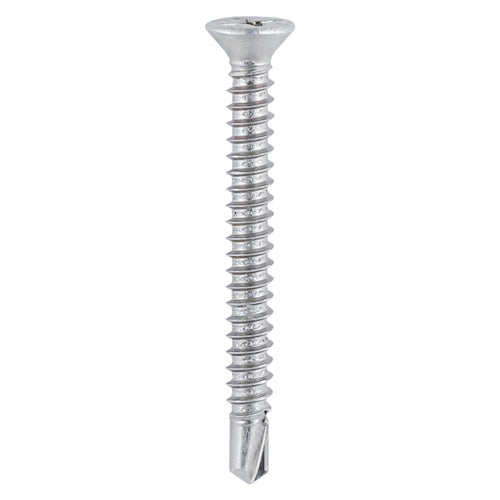 TIMco Window Fabrication Screws Countersunk PH Self-Tapping Thread Self-Drilling Point Martensitic Stainless Steel & Silver Organic - 3.9 x 38 - 1000 Pieces