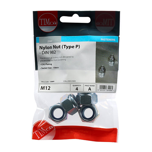 TIMco Nylon Insert Nuts Type P DIN982 Silver - M12