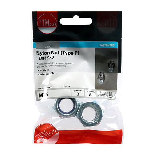 TIMco Nylon Insert Nuts Type P DIN982 Silver - M16