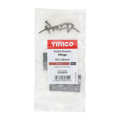 TIMCO Solid Drawn Brass Hinges Bronze - 50 x 28
