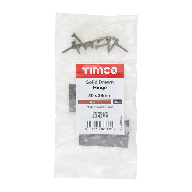 TIMCO Solid Drawn Brass Hinges Bronze - 64 x 35