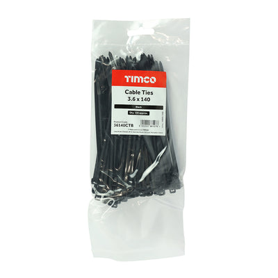 TIMco Cable Ties Black - 3.6 x 140