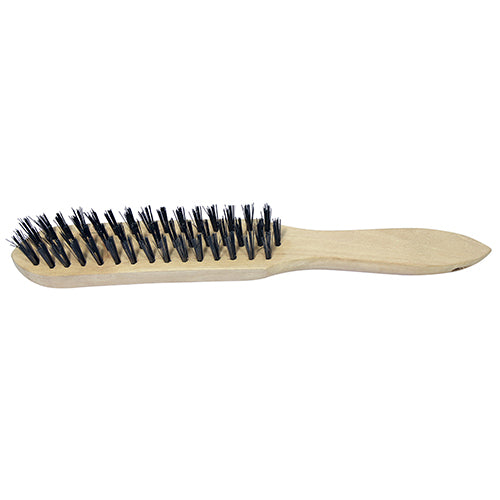 Wooden Handle Scratch Brush - Stainless Steel - 3 Rows