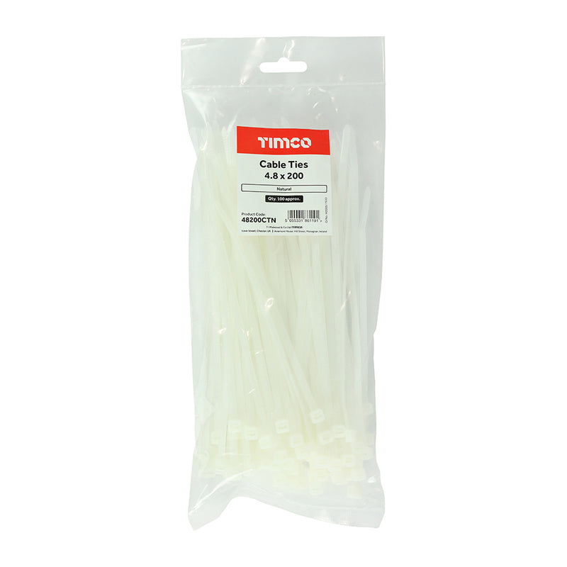 TIMco Cable Ties Natural - 4.8 x 200