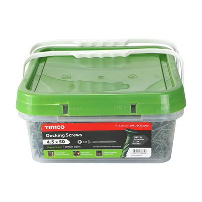 TIMco Decking Screws Countersunk Exterior Green - 4.5 x 50 - 2,000 Pieces