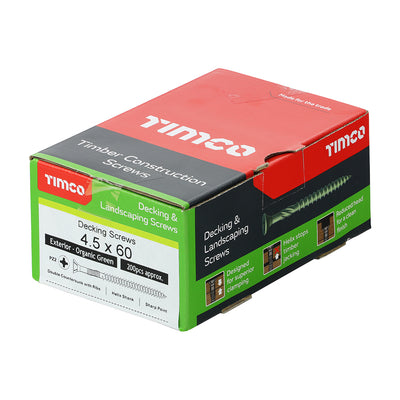 TIMco Decking Screws Countersunk Exterior Green - 4.5 x 60 - 200 Pieces