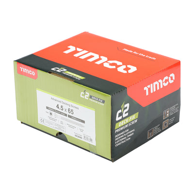 TIMco C2 Deck-Fix Premium Countersunk Green Decking Screws - 4.5 x 65 - 1000 Pieces
