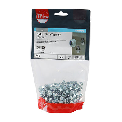 TIMco Nylon Insert Nuts Type P DIN982 Silver - M6 - 300 Pieces