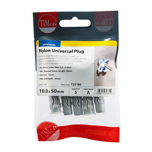 TIMco Nylon Universal Plugs - 8.0 x 40