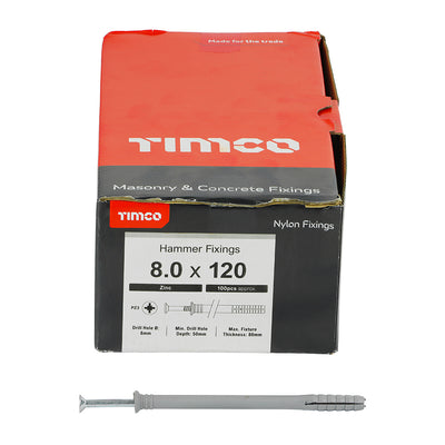 TIMco Nylon Hammer Fixings - 8.0 x 120