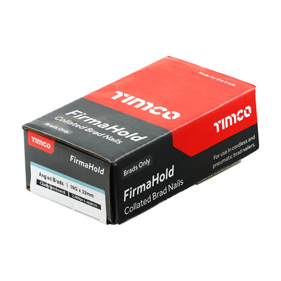 TIMCO FirmaHold Collated 16 Gauge Angled Galvanised Brad Nails - 16g x 32 - Pack Quantity - 2000