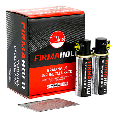 TIMCO FirmaHold Collated 16 Gauge Angled A2 Stainless Steel Brad Nails & Fuel Cells - 16 x 50/2BFC - Pack Quantity - 2000