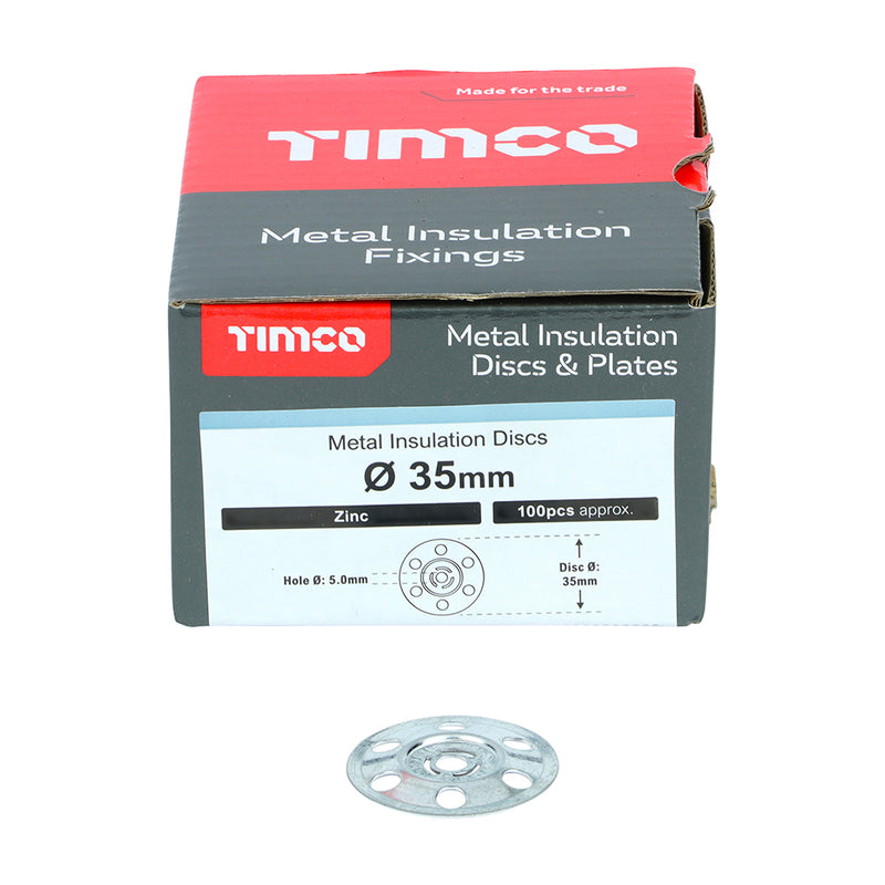 TIMCO Metal Insulation Discs Silver - 35mm