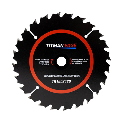 Titman Edge TCT Medium Finish Circular Saw Blade 160mm x 20mm x 24 Tooth - TB1602420