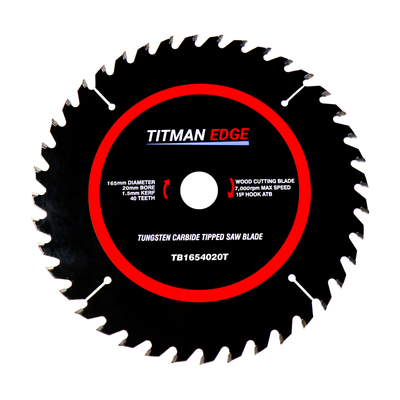 Titman Edge TCT Thin Kerf Fine Finish Circular Saw Blade 165mm x 20mm x 40 Tooth - TB1654020T