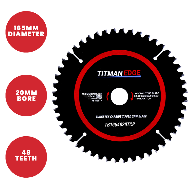 Titman Edge Classic Circular Saw Blade Triple Pack - 165mm 20mm Bore