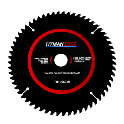 Titman Edge TCT Fine Finish Saw Blade 190mm x 30mm x 60 Tooth - TB1906030